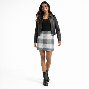 Talbots Wool Alpaca blend Buffalo Plaid Gray Mini Skirt